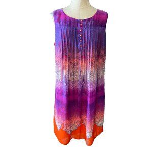 Chris McLaughlin Dress Purple Red Blue 16W 16 W  Washable Shift Sleeveless NEW